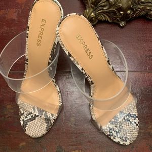 Strappy translucent heels Express